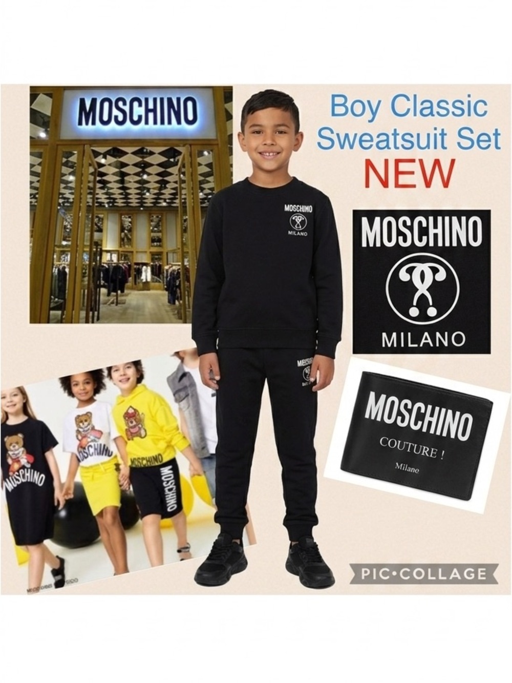 Moschino italian designer black toddler boys size 4-5/used once